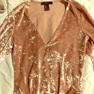 Pink velvet bodysuit